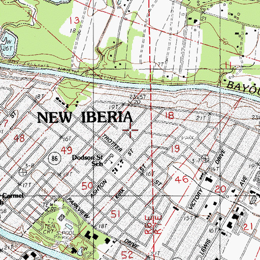 Topographic Map of Parish Governing Authority District 7, LA