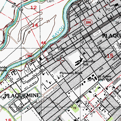 Topographic Map of Parish Governing Authority District 7, LA