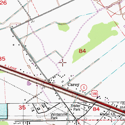 Topographic Map of Parish Governing Authority District 7, LA