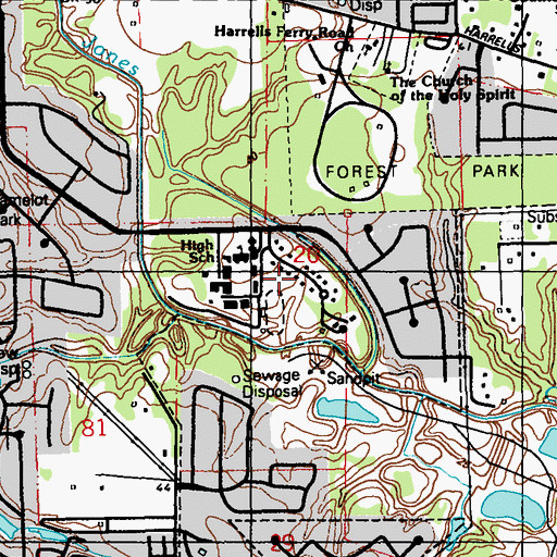 Topographic Map of Parish Governing Authority District 8, LA