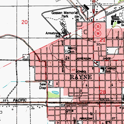 Topographic Map of Parish Governing Authority District 9 (historical), LA