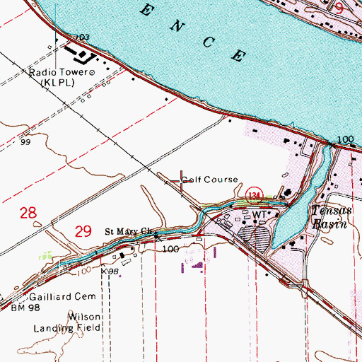 Topographic Map of Parish Governing Authority District 9, LA