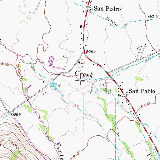 Topographic Map of Vallejos Creek, CO