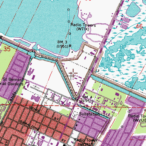Topographic Map of Parish Governing Authority District B, LA