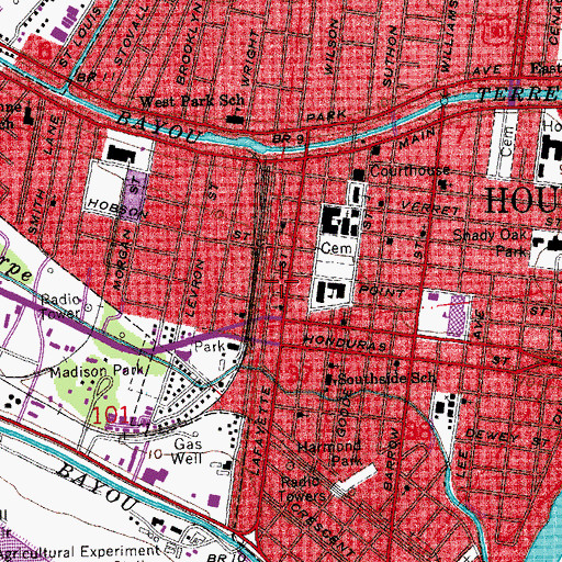 Topographic Map of Parish Governing Authority District B (historical), LA