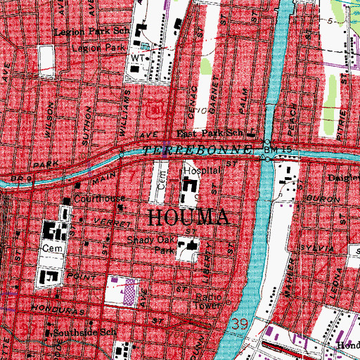Topographic Map of Parish Governing Authority District C (historical), LA