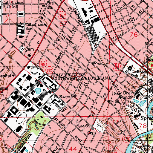 Topographic Map of Parish Governing Authority District D, LA