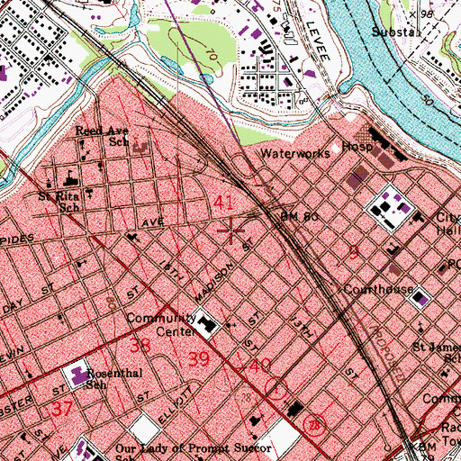 Topographic Map of Parish Governing Authority District D, LA