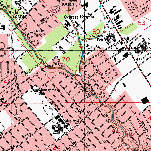 Topographic Map of Parish Governing Authority District E, LA