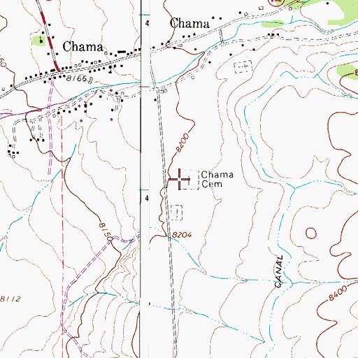 Topographic Map of Chama Cemetery, CO