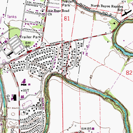 Topographic Map of Parish Governing Authority District I, LA