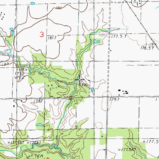 Topographic Map of Beck William Cemetery, IL