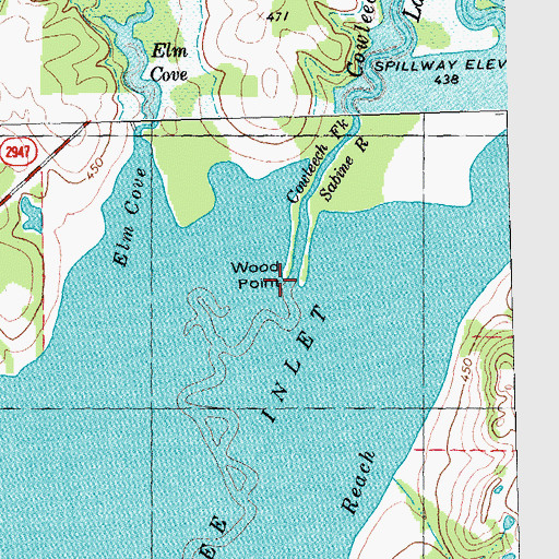 Topographic Map of Wood Point, TX