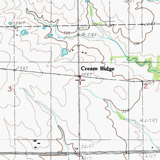 Topographic Map of Cream Ridge Post Office, MO