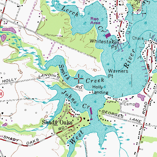 Topographic Map of Smith Creek, MD