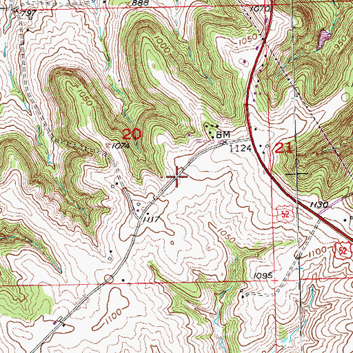 Topographic Map of Dubuque Hills, IA
