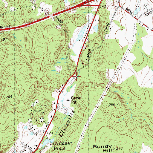 Topographic Map of Ames Cemetery, CT