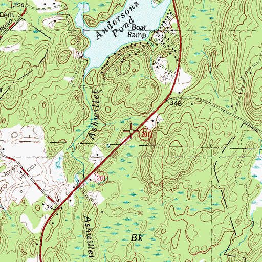 Topographic Map of Ashwillet School (historical), CT