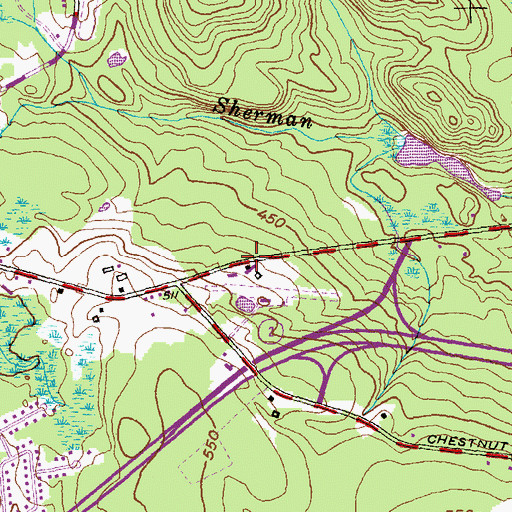 Topographic Map of Bacon Academy, CT
