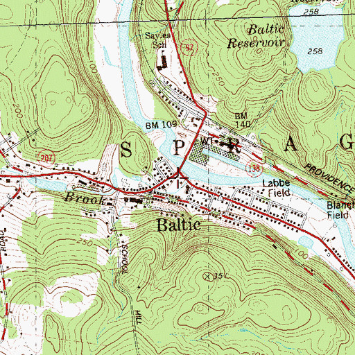 Topographic Map of Baltic Historic District, CT