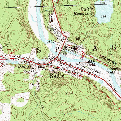 Topographic Map of Baltic Post Office, CT