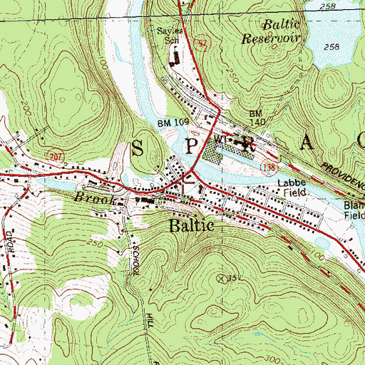 Topographic Map of Baltic United Methodist Church, CT