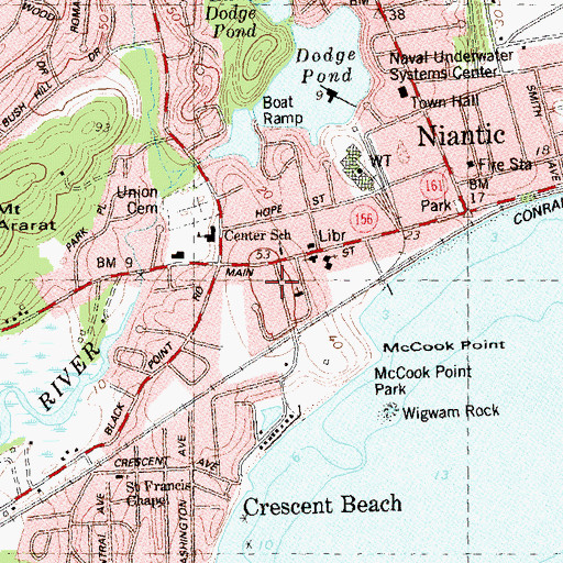Topographic Map of Baptist Hill, CT