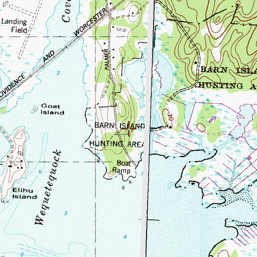Topographic Map of Barn Island Wildlife Management Area, CT
