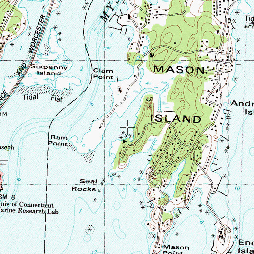 Topographic Map of Bass Strait, CT