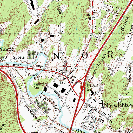 Topographic Map of Bean Hill, CT