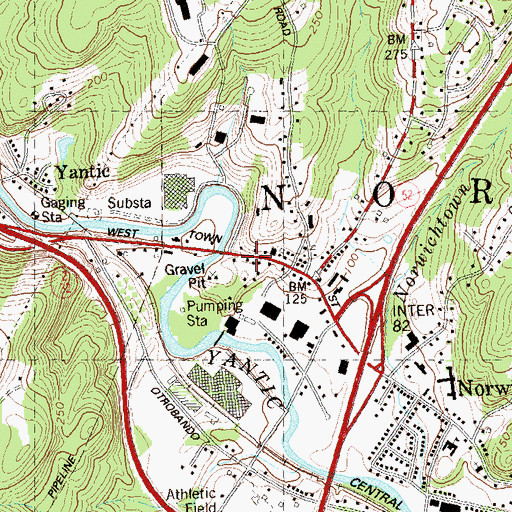 Topographic Map of Bean Hill Historic District, CT
