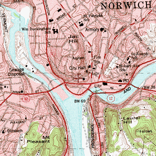 Topographic Map of Beulah Land Church of God, CT