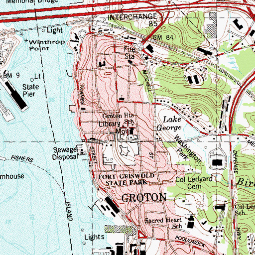 Topographic Map of Bill Memorial Library, CT
