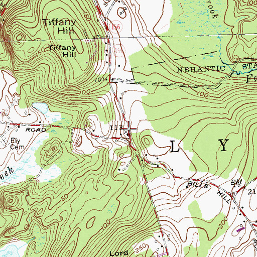 Topographic Map of Bills Hill School (historical), CT