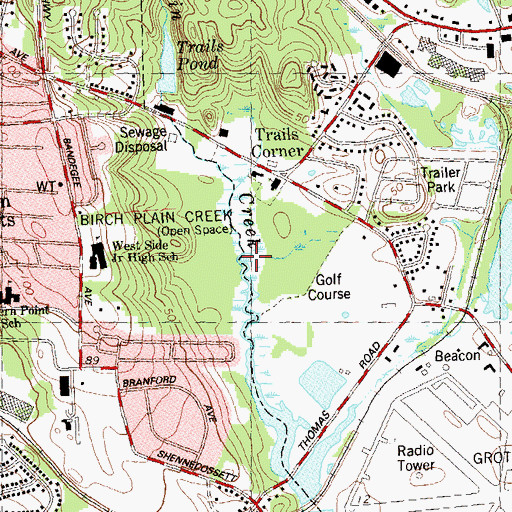 Topographic Map of Birch Plain Creek Tidal Marsh, CT