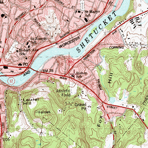 Topographic Map of Bishop School, CT