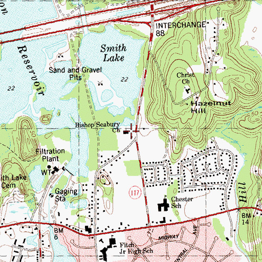 Topographic Map of Bishop Seabury Episcopal Church, CT