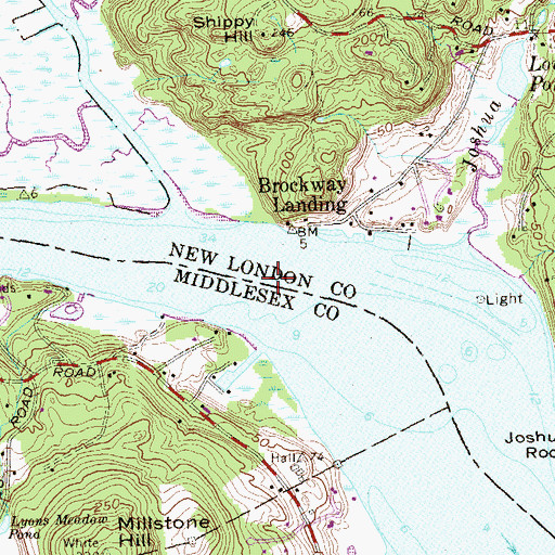 Topographic Map of Brockway Ferry, CT