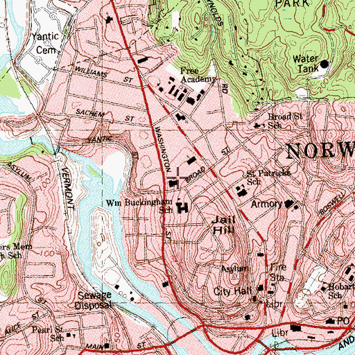 Topographic Map of Brothers of Joshua Synagogue, CT