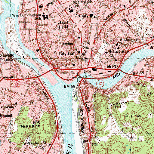 Topographic Map of Brown Memorial Park, CT