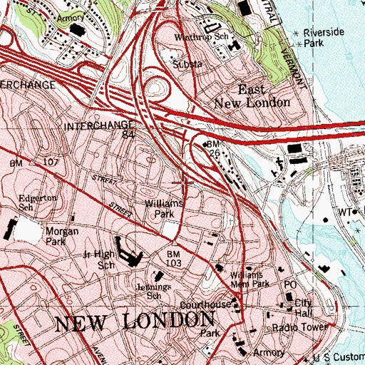 Topographic Map of Bulkeley Square, CT