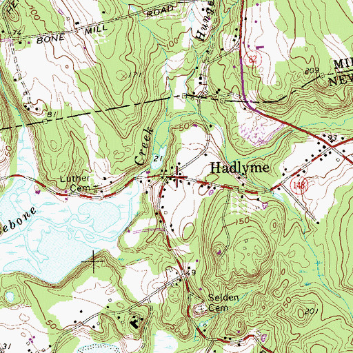 Topographic Map of Burnham Four Corners, CT