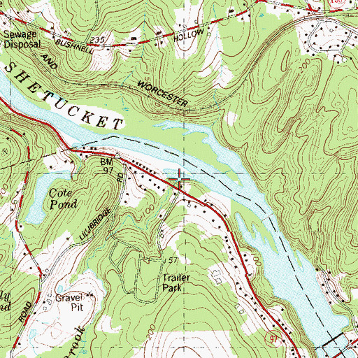 Topographic Map of Byron Brook, CT