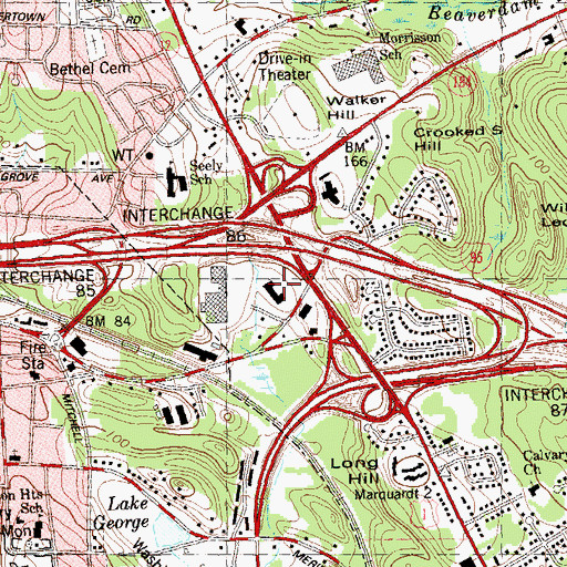 Topographic Map of Caldor Plaza Shopping Center, CT