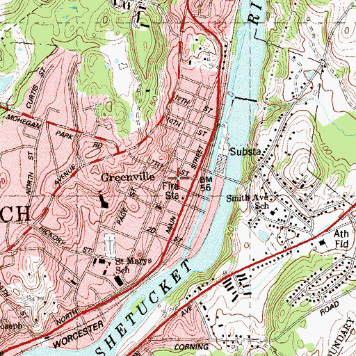 Topographic Map of Calvary Baptist Church, CT