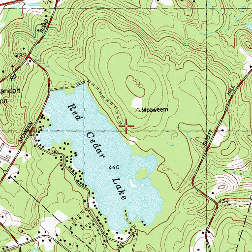 Topographic Map of Camp Mooween, CT