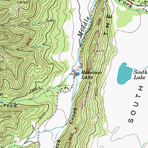 Topographic Map of Rainbow Lake, CO