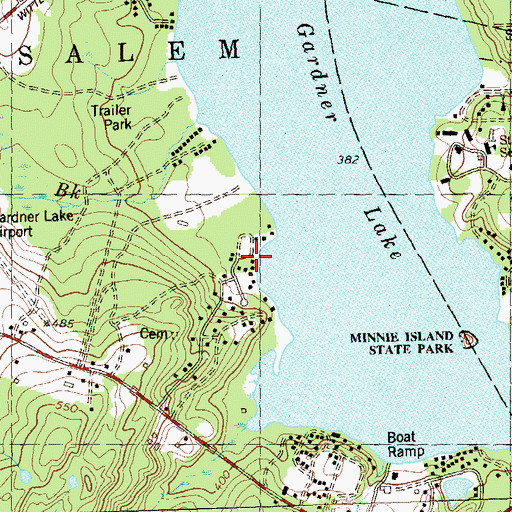 Topographic Map of Camp Winnepaw, CT