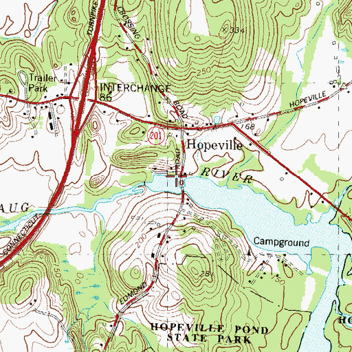 Topographic Map of Campers World Campground, CT