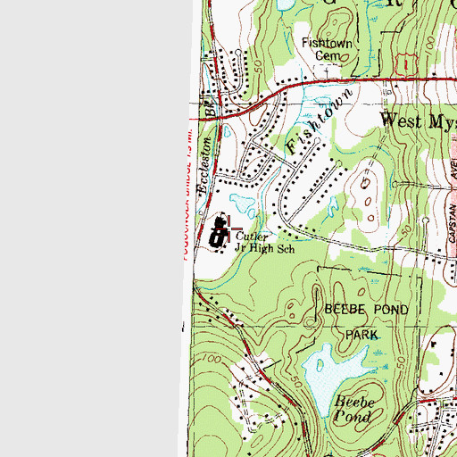 Topographic Map of Carl C Cutler Middle School, CT